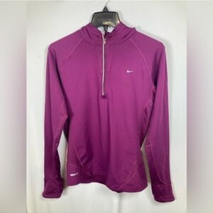 Nike Dri-Fit Rich Purple Half Zip Athletic Hoodie Sz M